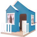 Ver imagem 7 de Casinha de Brinquedo Artesanal Janela Lateral Versátil com Cortinas Mdf Azul/branco L12 - Criança Fe