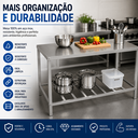 Ver imagem 4 de Mesa Inox 92x50x85cm Aço Inoxidável Alta Durabilidade