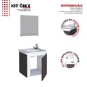 Ver imagem 2 de Conjunto Gabinete Banheiro com Espelho em Madeira Ônix Preto/branco - Cozimax