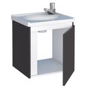 Ver imagem 5 de Conjunto Gabinete Banheiro com Espelho em Madeira Ônix Preto/branco - Cozimax