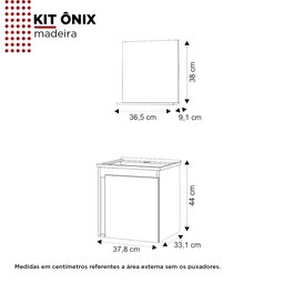 Conjunto Gabinete Banheiro com Espelho em Madeira Ônix Preto/branco - Cozimax - 3