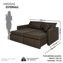 Ver imagem 3 de Sofá Cama Retrátil em Madeira Eucalipto e Veludo 230cm Uruguai