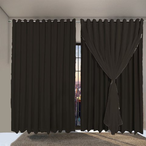 cortina blackout veneza 5,50 x 2,70 de varão c/ ilhios marro