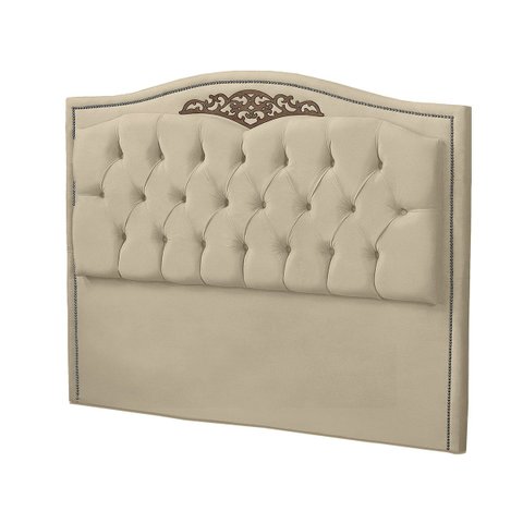 Cabeceira Casal King Size Estofada para Cama Box Maitê Veludo Bege