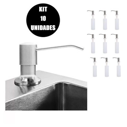 Dispenser Dosador Embutir Kit 10 Unidades Sabonete Liquido Detergente Sabao Pia Cozinha Banheiro