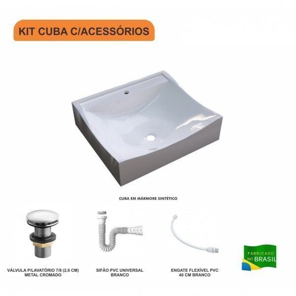 Kit Cuba Q440 com Válvula Click 1"G Pol. e Sifão PVC e Flexível Compace - 3