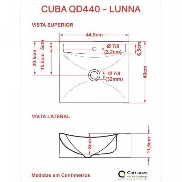 Kit Cuba Q440 com Válvula Click 1"G Pol. e Sifão PVC e Flexível Compace - 7