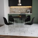 Ver imagem 1 de Mesa Jantar Redonda 110Cm Preta Clips 3 Pés Com 4 Cadeiras Pretas Ferro Branco - Cor: Preto