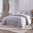 Ver imagem 4 de Kit Edredom Queen Coberdrom Soft Hipercal/sherpa 5 Peças - Cinza - 100% Poliéster