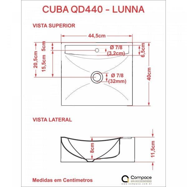Kit Cuba Q440 com Válvula Click 1 Pol. Sifão Cromado e Flexível Compace - 7