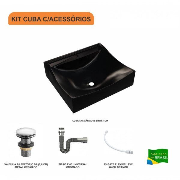 Kit Cuba Q440 com Válvula Click 1 Pol. Sifão Cromado e Flexível Compace - 3
