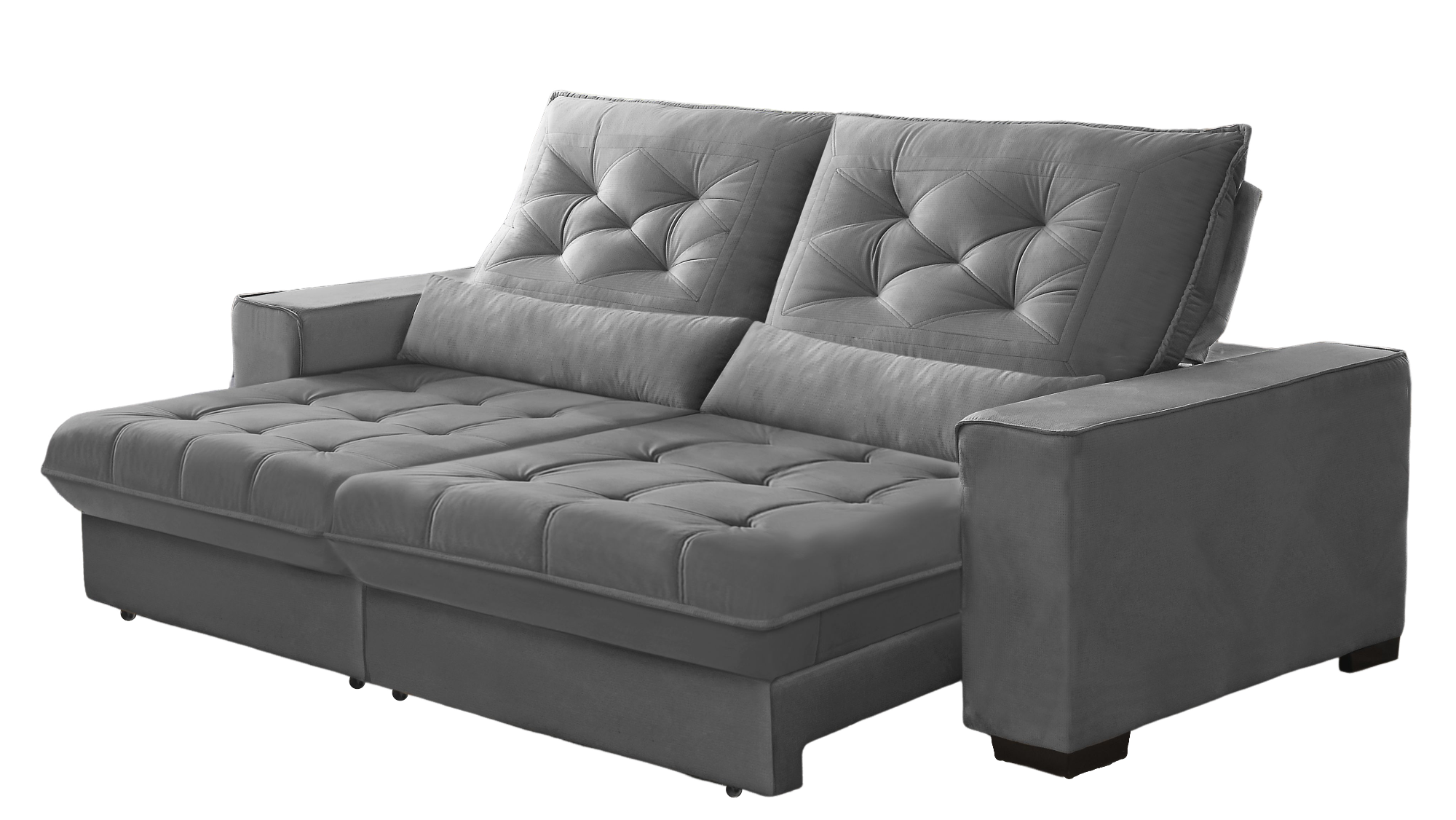 Sofá Retrátil e Reclinável 2,30 Suede Pillow Top Cinza Juliette Sofá Casa
