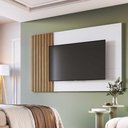 Ver imagem 1 de Painel Suspenso para Tv com Detalhes Ripados 1,80 M Cor:branco com Mel