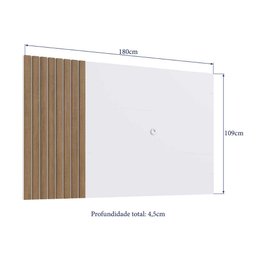 Painel Suspenso para Tv com Detalhes Ripados 1,80 M Cor:branco com Mel - 3