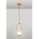 Ver imagem 3 de Kit 3 Luminárias Lustre Arco Dourado Globo Cama Quarto 43cm