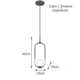 Kit 3 Luminárias Lustre Arco Dourado Globo Cama Quarto 43cm - 4