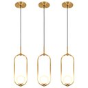 Ver imagem 1 de Kit 3 Luminárias Lustre Arco Dourado Globo Cama Quarto 43cm
