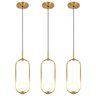 Kit 3 Luminárias Lustre Arco Dourado Globo Cama Quarto 43cm - 1