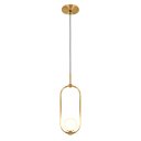 Ver imagem 2 de Kit 3 Luminárias Lustre Arco Dourado Globo Cama Quarto 43cm