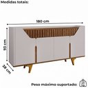 Ver imagem 3 de Balcão Buffet 4 Portas Danubio 180 cm Off White Naturalle Bechara