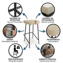 Ver imagem 3 de Kit 04 Banquetas Altas Cozinha e Área Gourmet Vik Estofada Linho Bege - Desk Design