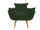 Ver imagem 2 de Kit 2 Poltronas + Puff Decorativo Opala Suede Verde Pés Madeira Mz Decor