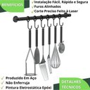 Ver imagem 5 de Porta Utensílios e Talheres 40cm com 6 Ganchos Preto Fs