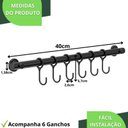 Ver imagem 6 de Porta Utensílios e Talheres 40cm com 6 Ganchos Preto Fs