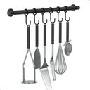 Ver imagem 2 de Porta Utensílios e Talheres 40cm com 6 Ganchos Preto Fs