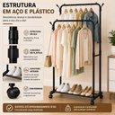 Ver imagem 5 de Arara Dupla Roupas com Rodinhas Sapateira Cabideiro Organizador Quarto Closet Loja