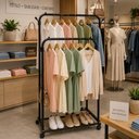 Ver imagem 4 de Arara Dupla Roupas com Rodinhas Sapateira Cabideiro Organizador Quarto Closet Loja