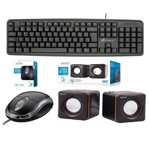 Teclado + Mouse Óptico Usb + Caixa Som Pc Desktop Computador Homologação: 149822010251