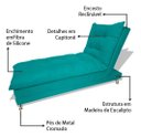 Ver imagem 2 de Sofa Cama Chaise Bicama Reclinavel Sala Lavinia Suede:Azul-Turquesa/Suede