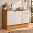 Ver imagem 1 de Balcão de Cozinha para Pia com 2 Gavetas e Frentes em MDF Americana Provence Cinamomo/Off White