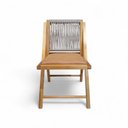 Ver imagem 1 de Cadeira em Madeira sem Braço Assento de Couro Sintético Encosto de Corda Trançada Cor Mel Corano Tel