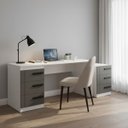 Ver imagem 1 de Conjunto Escritório Escrivaninha e Mesa Auxiliar 3 Gavetas 40cm Lisboa Politorno Móveis