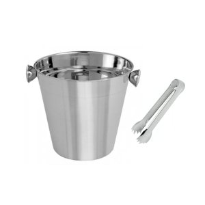 Balde de Gelo e Pegador Mini Aço Inoxidavel 1,1l Bar Restaurante