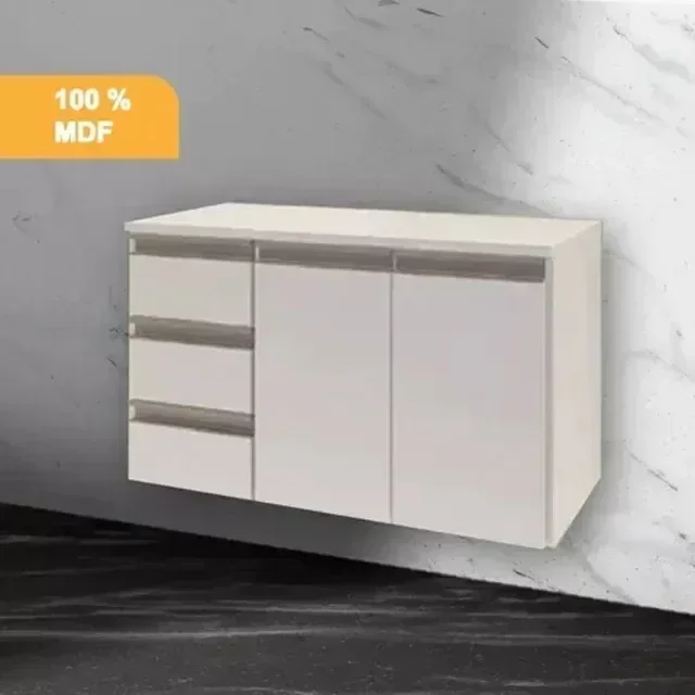 Ver imagem 3 de Gabinete Suspenso Banheiro Super Luxo 3 Gavetas 2 Portas + Suporte Ecopux Ecogbs - Ecoplanejados