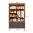 Ver imagem 3 de Guarda Roupa Solteiro Sole 02 Portas de Correr com Espelho Freijo Titanium White - Móveis Albatroz