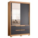 Ver imagem 1 de Guarda Roupa Solteiro Sole 02 Portas de Correr com Espelho Freijo Titanium White - Móveis Albatroz