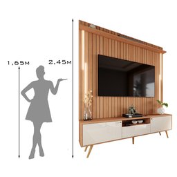 Rack com Painel Sevilla Led Efeito Ripado 3d para Tv até 70 Polegadas 183cm - 8