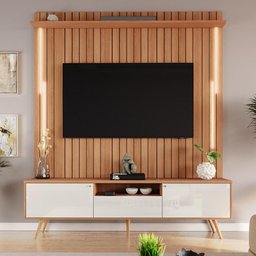 Rack com Painel Sevilla Led Efeito Ripado 3d para Tv até 70 Polegadas 183cm - 2