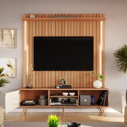 Rack com Painel Sevilla Led Efeito Ripado 3d para Tv até 70 Polegadas 183cm - 3