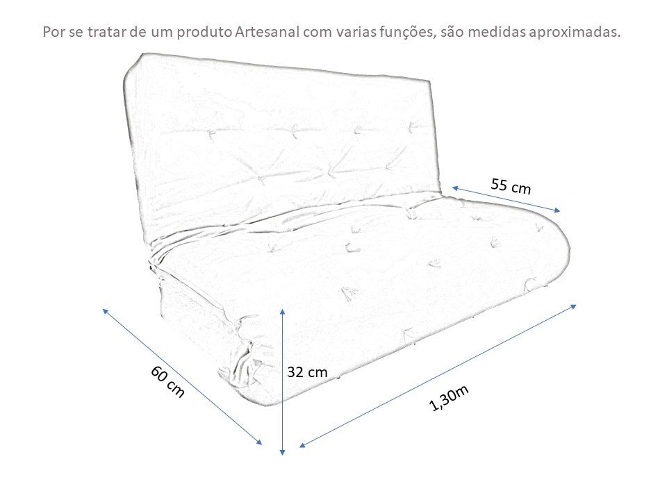 Colchão Futon Casal Dobrável Sofá Cama Bege - 3