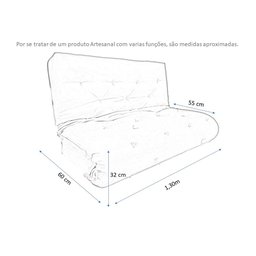 Colchão Futon Casal Dobrável Sofá Cama Bege - 3