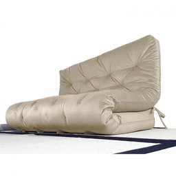 Colchão Futon Casal Dobrável Sofá Cama Bege - 1