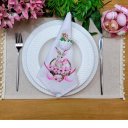 Ver imagem 3 de Kit 4 Guardanapo de Tecido Oxford Cesta Coelho da Páscoa Rosa 40cmx40cm