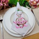 Ver imagem 2 de Kit 4 Guardanapo de Tecido Oxford Cesta Coelho da Páscoa Rosa 40cmx40cm