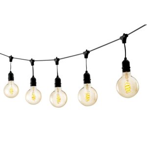 Cordão Varal de Luzes String Light Preto 15 Lâmpadas E27 15M EMBU LED