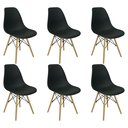 Ver imagem 1 de Kit 6 Cadeiras Charles Eames Eiffel Base Madeira Sala de Jan Preto
